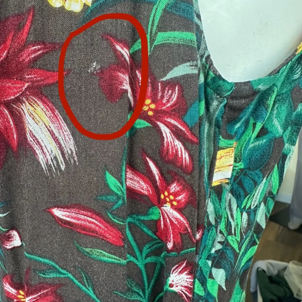 Vintage 90s Tropical Palm Leaf Print Romper Button Down Skirt Front Detail 13/14 - Picture 12 of 13